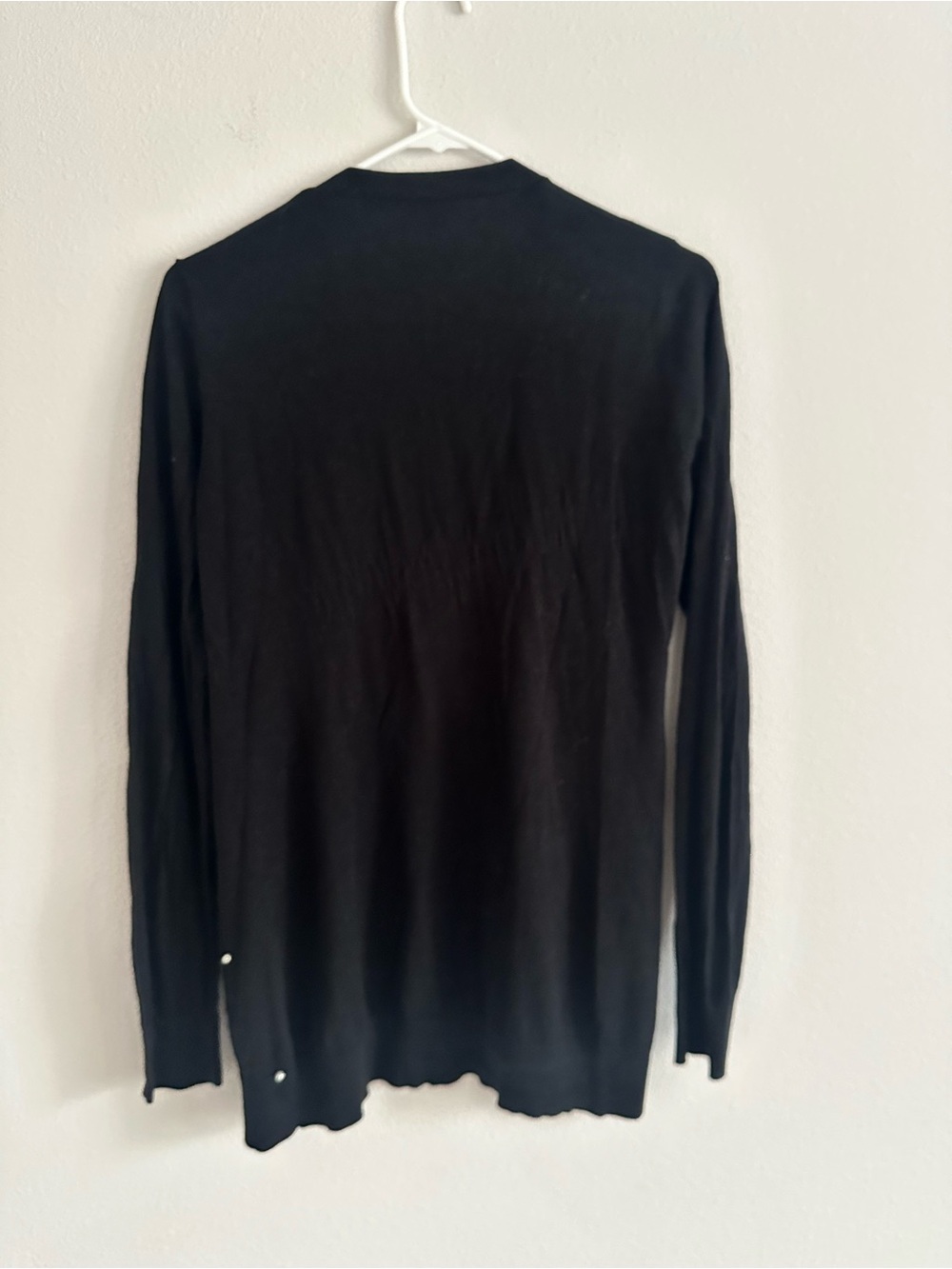 Vintage Kay Unger Silk Cashmere Blend Button Up Black Cardigan Pearls Size M - Picture 2 of 7